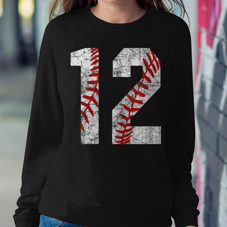 Vintage Baseball Mom 12 Jersey Baseball Favorite Player Women Crewneck Graphic Sweatshirt Funny Gifts