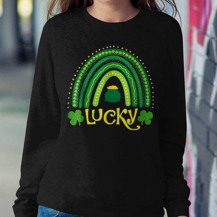 Vintage Lucky Green Irish Shamrock Rainbow St Patricks Day Women Crewneck Graphic Sweatshirt Personalized Gifts