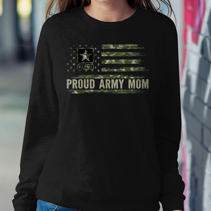 Vintage Proud Army Mom Camo American Flag Veteran Gift Women Crewneck Graphic Sweatshirt Funny Gifts