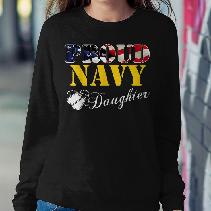 Vintage Proud Navy Daughter With American Flag Gift Veteran Women Crewneck Graphic Sweatshirt Funny Gifts