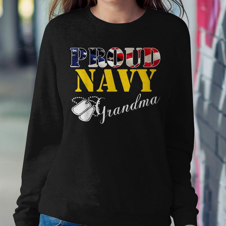 Vintage Proud Navy Grandma With American Flag Gift Veteran Women Crewneck Graphic Sweatshirt Funny Gifts