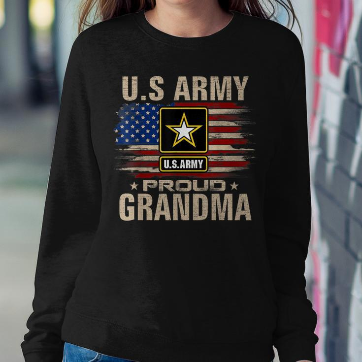 Vintage US Army Proud Grandma With American Flag Women Crewneck Graphic Sweatshirt Funny Gifts