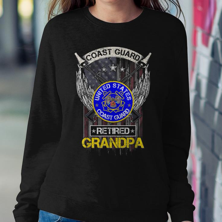 Vintage Usa American Flag Coast Guard Proud Retired Grandpa Women Crewneck Graphic Sweatshirt Funny Gifts
