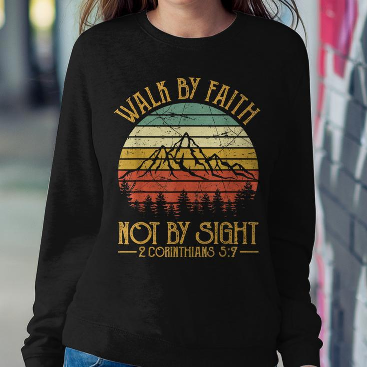 Walk By Faith Not By Sight Bible Verse Gift Christian Women Crewneck Graphic Sweatshirt Funny Gifts