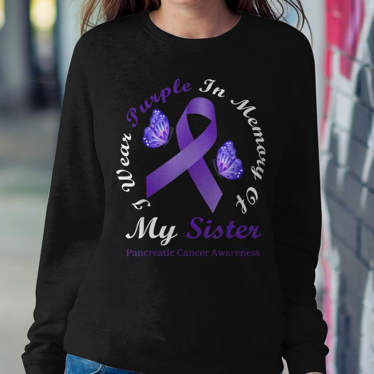 I Wear Purple In Memory Of My Sister Pancreatic Cancer Women Sweatshirt Unique Gifts