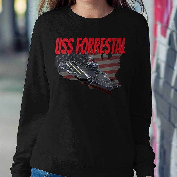 Womens Aircraft Carrier Uss Forrestal Cv-59 For Grandpa Dad Son Women Crewneck Graphic Sweatshirt Funny Gifts