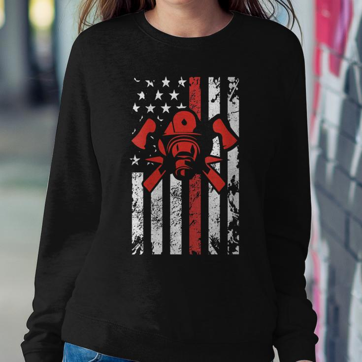 Womens American Flag Fire Fighter Women Crewneck Graphic Sweatshirt Funny Gifts