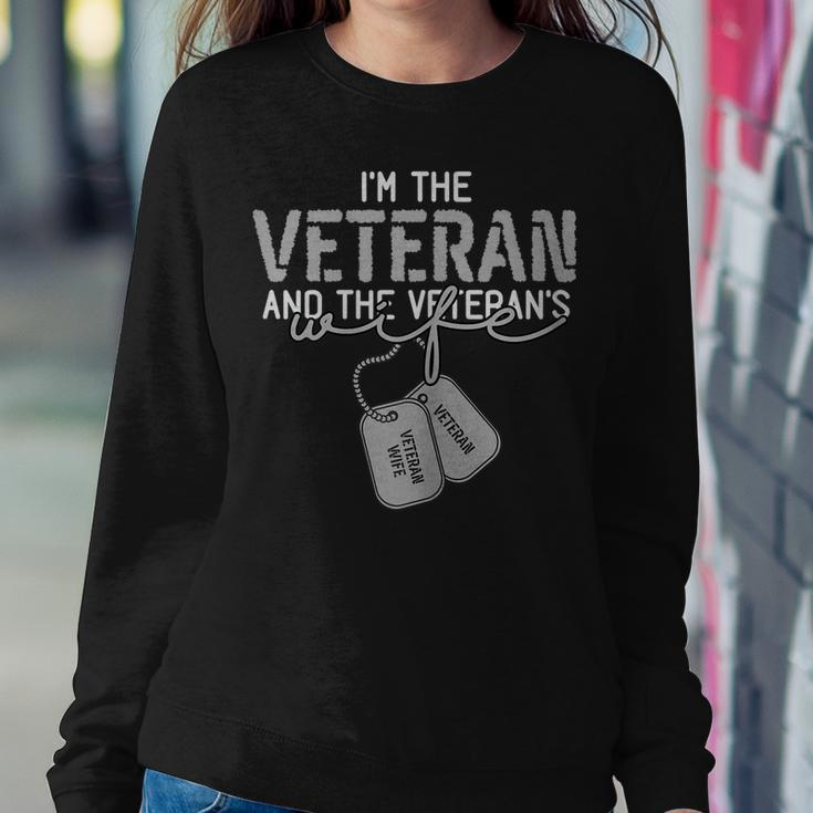 Womens American Veteran And Veterans Wife Funny Women Veterans Day Women Crewneck Graphic Sweatshirt Funny Gifts