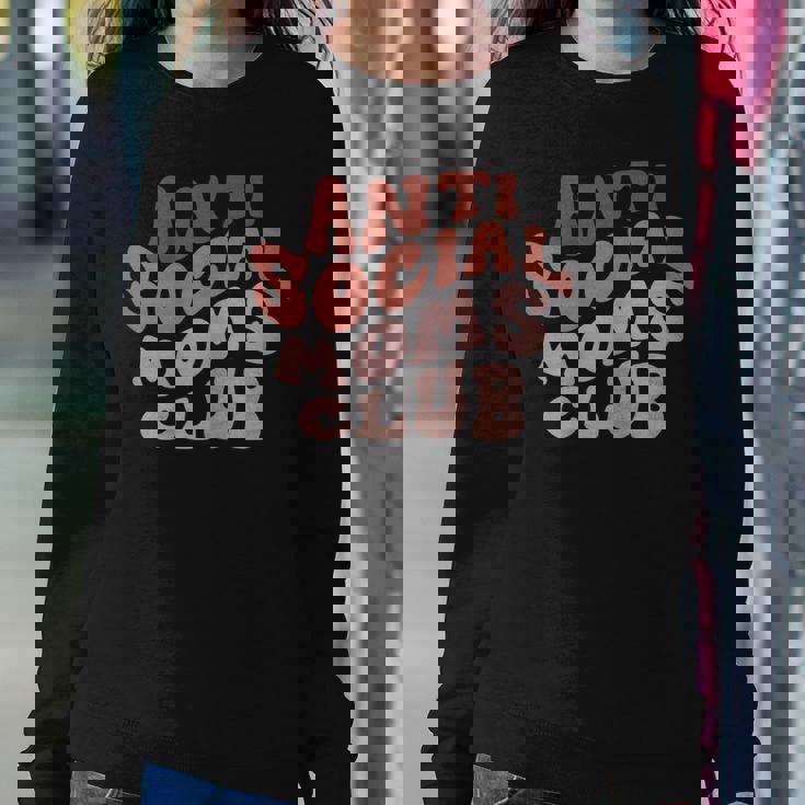 Womens Anti Social Moms Club Retro Funny Mom Life Mothers Day Mom Women Crewneck Graphic Sweatshirt Personalized Gifts