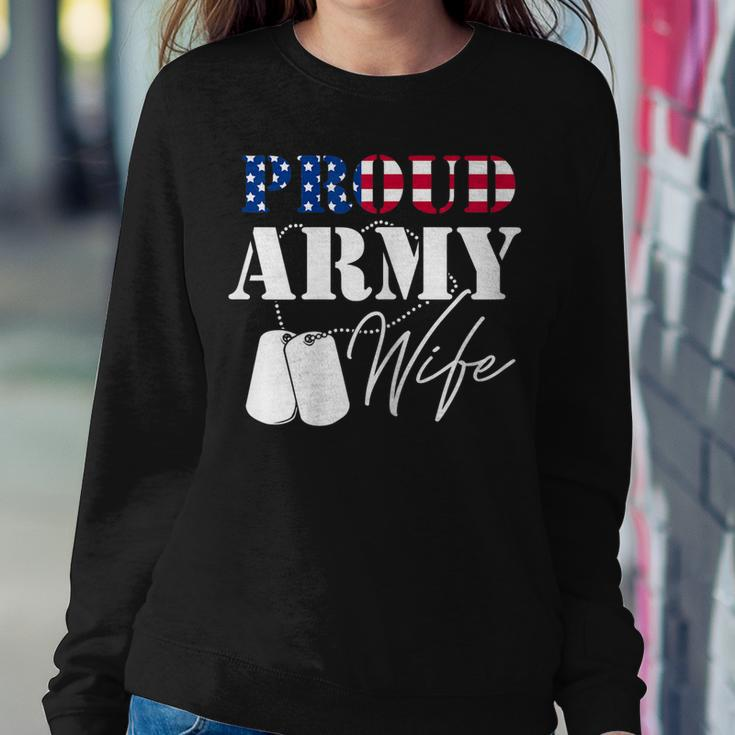 Womens Army Wife Veterans Day Military Patriotic Female Soldier Women Crewneck Graphic Sweatshirt Funny Gifts