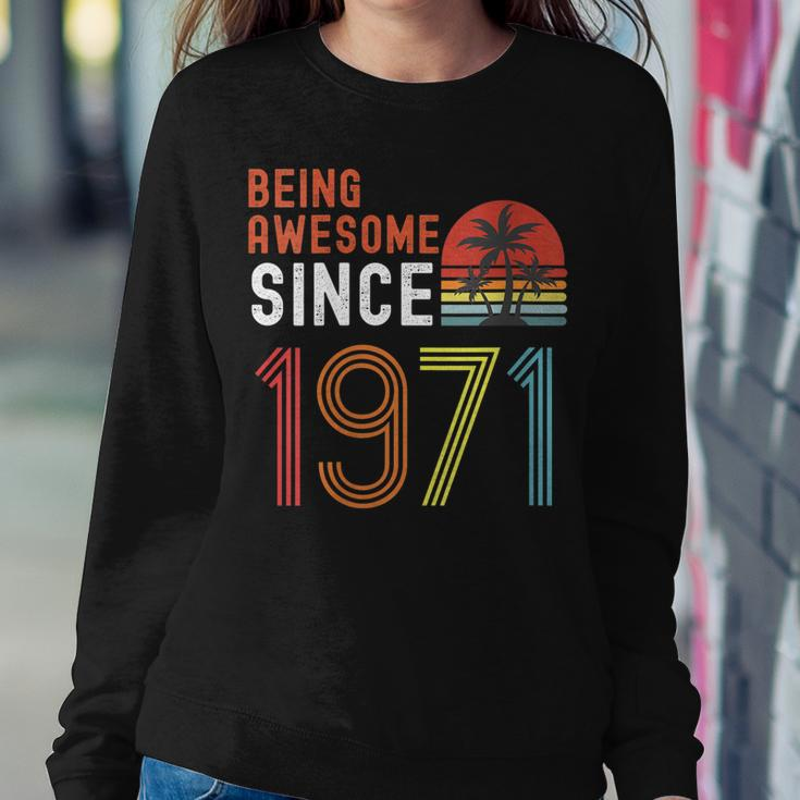 Womens Being Awesome Since 1971 Made In 1971 Vintage 50Th Birthday Women Crewneck Graphic Sweatshirt Funny Gifts