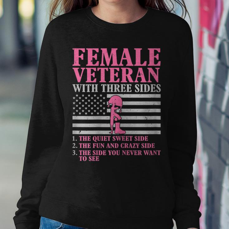 Womens Female Veteran With Three Sides Women Veteran Mother Grandma Women Crewneck Graphic Sweatshirt Funny Gifts