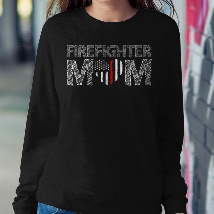 Womens Firefighter Female Fire Fighter Firefighting Mom Red Line Women Crewneck Graphic Sweatshirt Funny Gifts