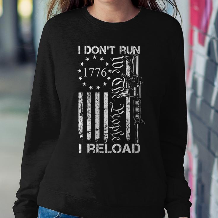 Womens I Dont Run I Reload - Usa Flag Pro Guns Ar15 Funny Gun Joke Women Crewneck Graphic Sweatshirt Funny Gifts