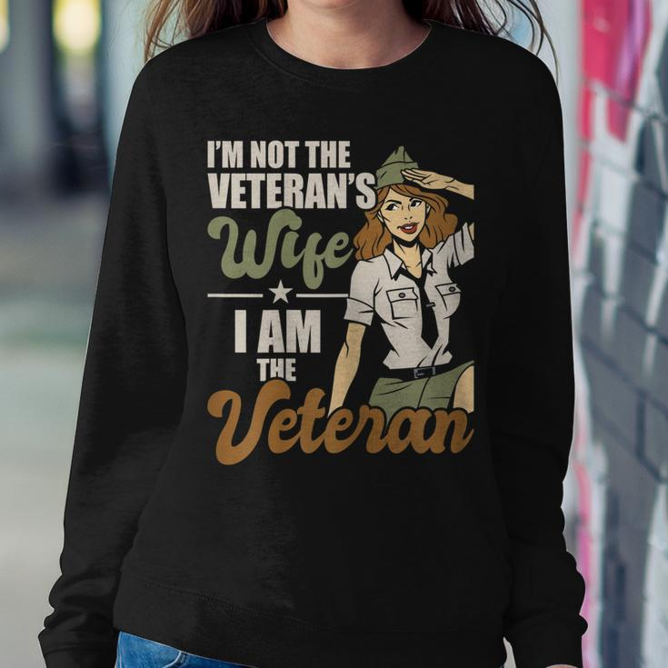 Womens Im Not The Veterans Wife I Am The Veteran Us Army Veteran Women Crewneck Graphic Sweatshirt Funny Gifts