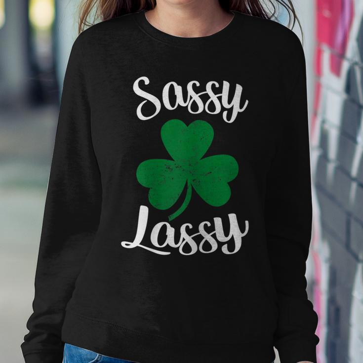 Womens Sassy Lassy St Patricks Day Women Crewneck Graphic Sweatshirt Funny Gifts