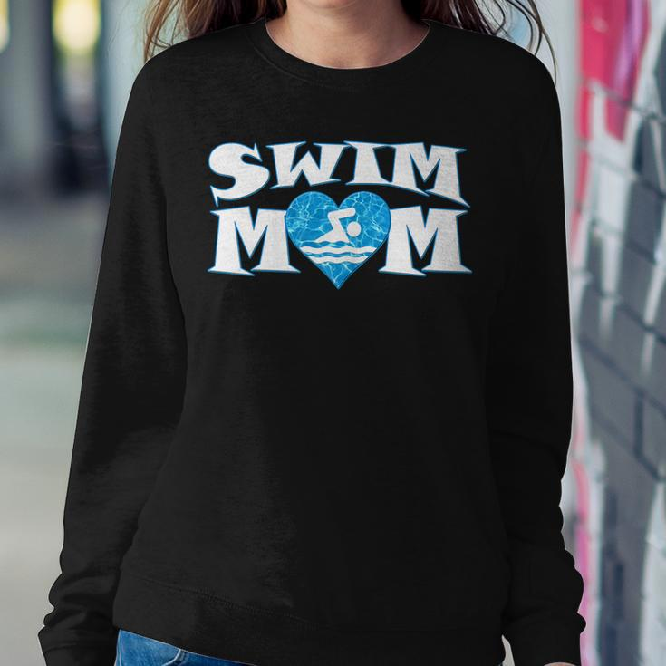 Womens Swim Mom Heart Shaped Pool Water Swimmer Swimming & Diving Women Crewneck Graphic Sweatshirt Personalized Gifts