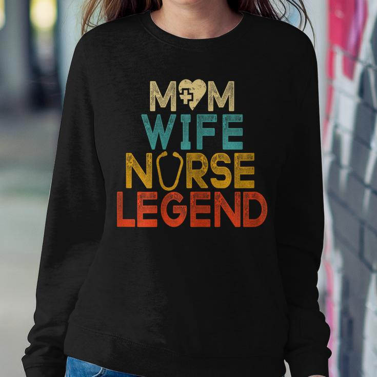 Womens Wife Mom Nurse Legend Womens Rn Lpn Mothers Day For Nurses Women Crewneck Graphic Sweatshirt Personalized Gifts