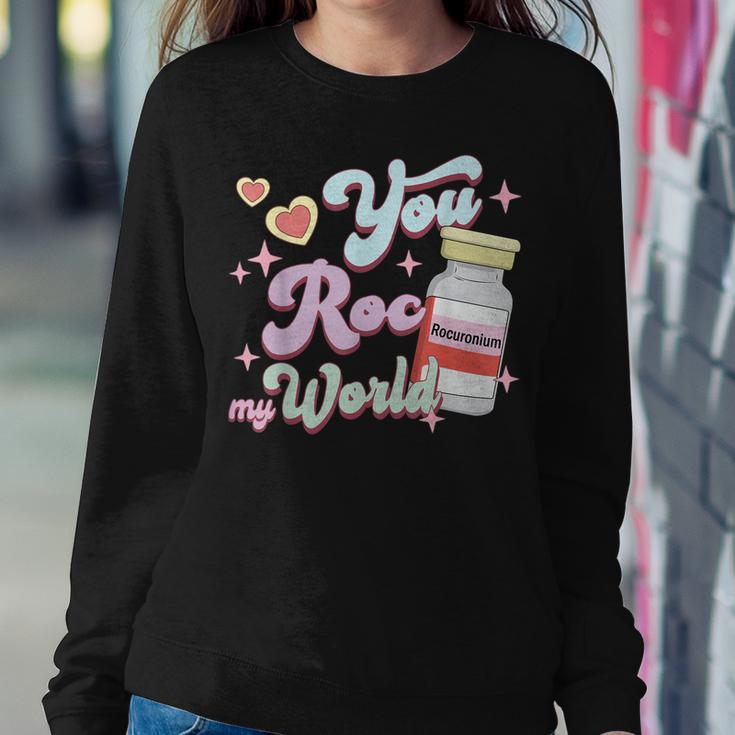 You Roc My World Funny Icu Crna Nurse Happy Valentines Day Women Crewneck Graphic Sweatshirt Funny Gifts