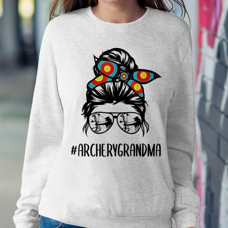 Archery Grandma Life Messy Bun Hair Glasses Mothers Day Women Crewneck Graphic Sweatshirt Personalized Gifts