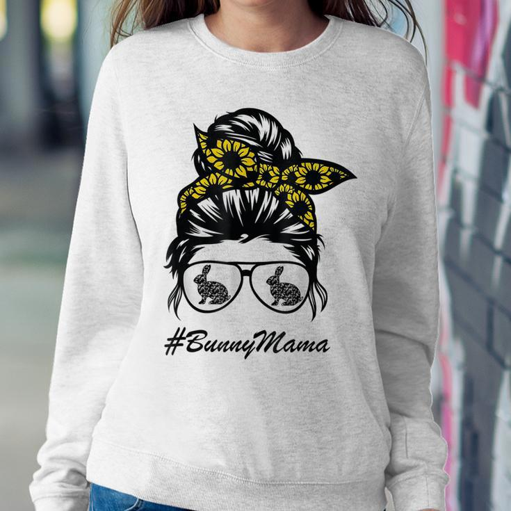 Bunny Mama Messy Bun Sunflower Rabbit Mom Messy Bun Hair Women Sweatshirt Unique Gifts