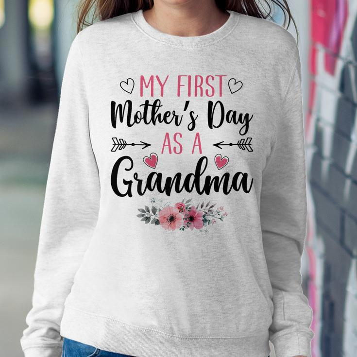 Womens My First As A Grandma Flowers 2023 Women Sweatshirt Unique Gifts