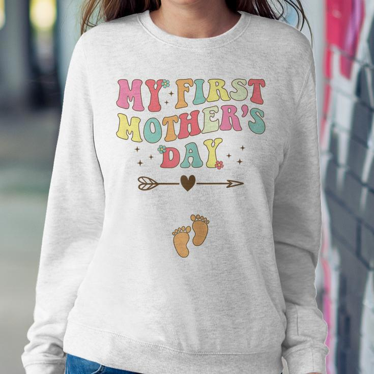 Womens My First Pregnancy Announcement Pregnant Mom Women Sweatshirt Unique Gifts