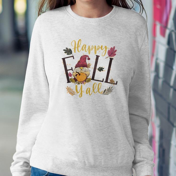 Funny Fall Gnomes Happy Fall Yall Women Crewneck Graphic Sweatshirt Personalized Gifts