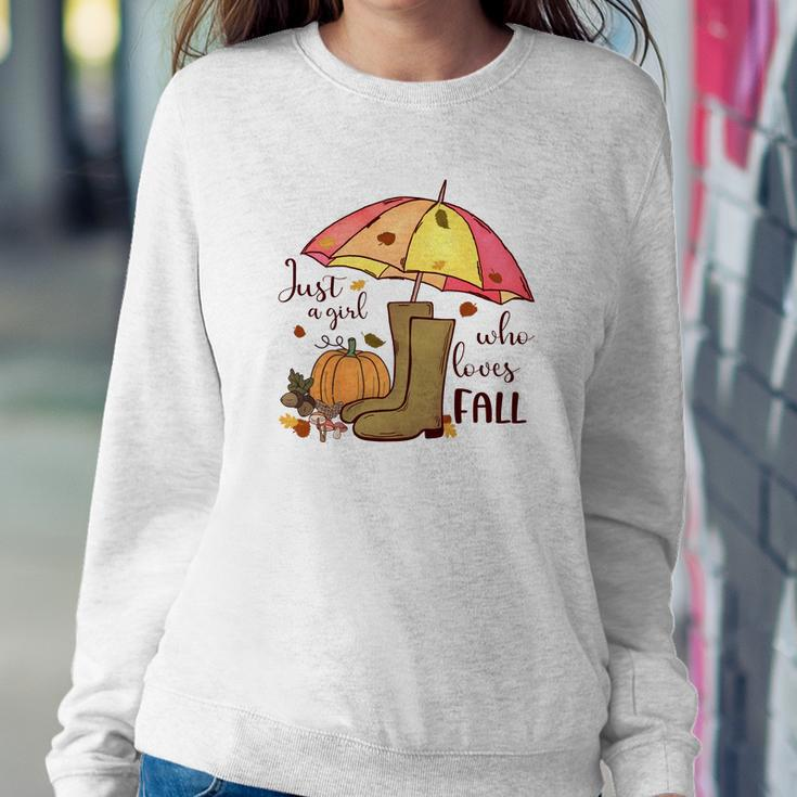 Funny Fall Just A Girl Who Love Fall Women Crewneck Graphic Sweatshirt Personalized Gifts