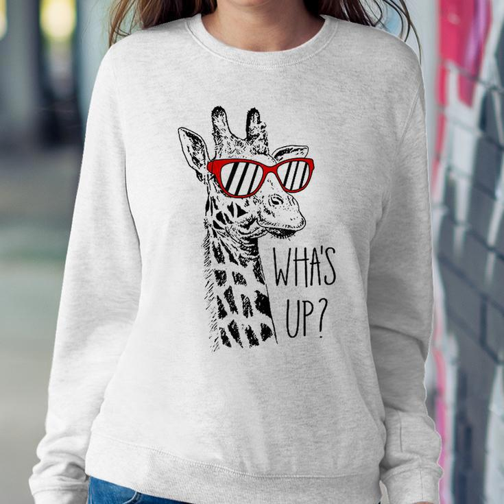 Giraffe Tongue Out Whats Up Zoo Animal Women Crewneck Graphic Sweatshirt Funny Gifts