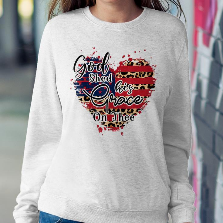 God Shed His Grace On Thee American Flag Patriotic Women Sweatshirt Unique Gifts