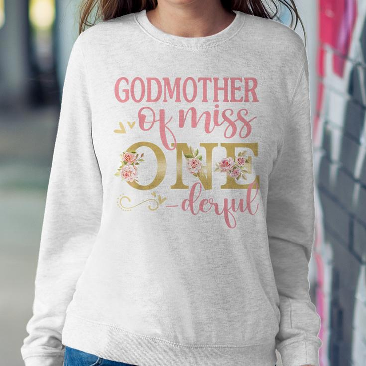 Godmother Of Little Miss Onederful 1St Birthday Family Party Women Crewneck Graphic Sweatshirt Funny Gifts