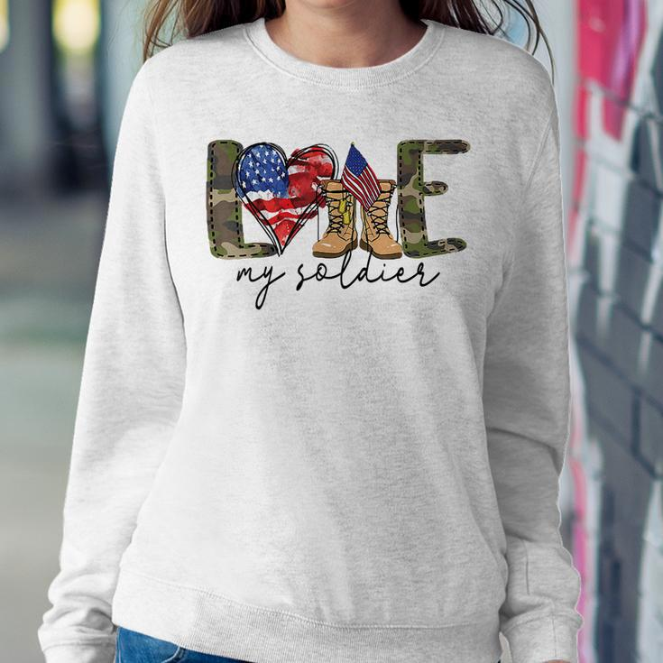 I Love My Soldier MilitaryMilitary Army Wife Women Crewneck Graphic Sweatshirt Funny Gifts