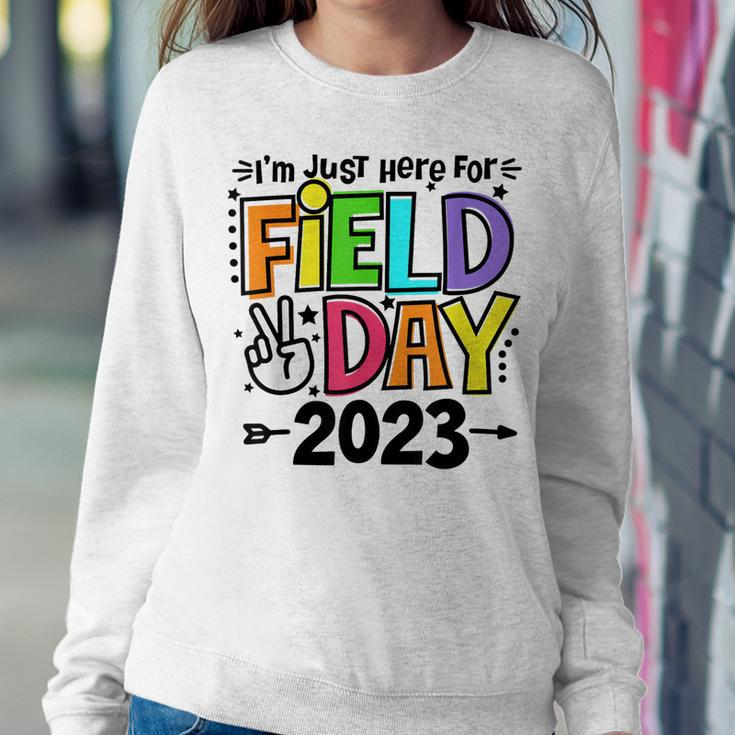 Just Here For Field Day 2023 Peace Sign Teacher Students Women Sweatshirt Unique Gifts