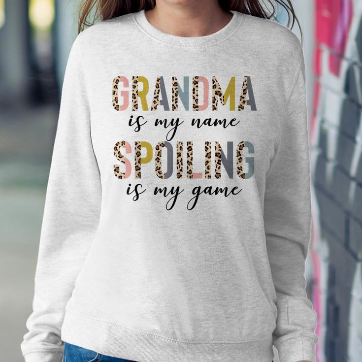 Kids For Grandma Grandma Is My Name Spoiling Is My Game Women Crewneck Graphic Sweatshirt Funny Gifts