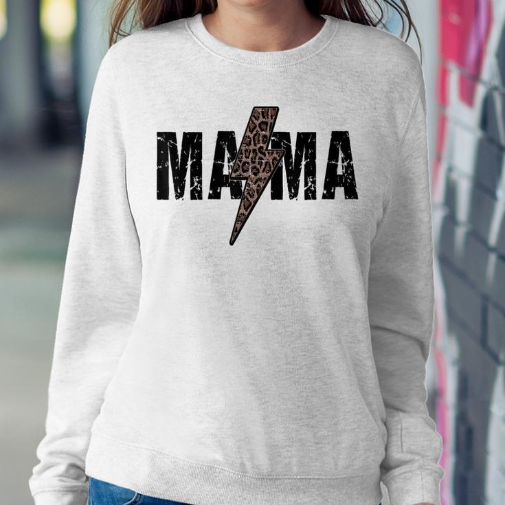 Mama Lightning Bolt Leopard Cheetah Print Mothers Day Women Crewneck Graphic Sweatshirt Personalized Gifts
