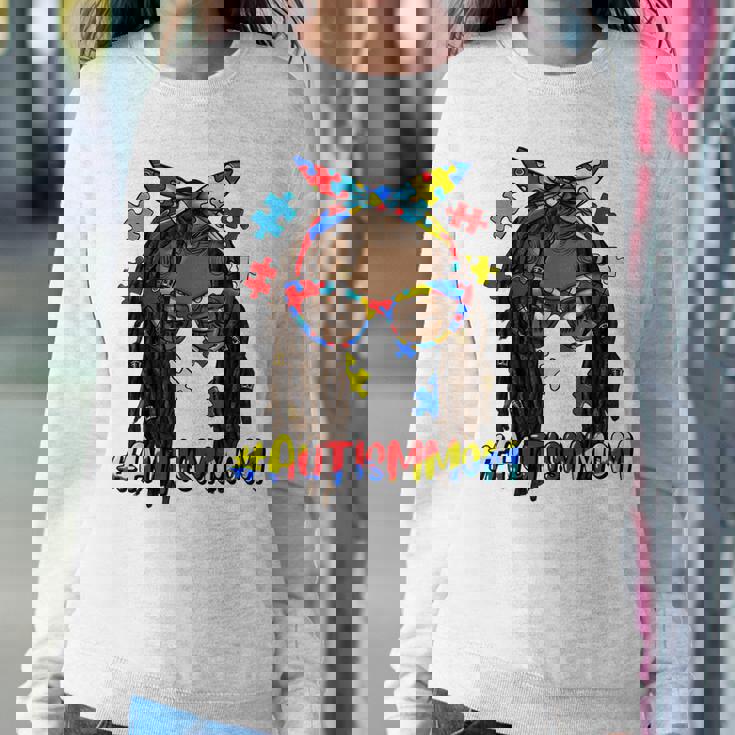 Messy Bun Black Autism Mom Afro Mother Autism Awareness Women Sweatshirt Unique Gifts Messy Bun Black Autism Mom Afro Mother Autism Awareness Women Sweatshirt Unique Gifts