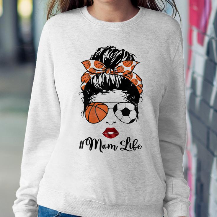 Mom Life Basketball Soccer Mom Bandana Messy Bun Women Sweatshirt Unique Gifts
