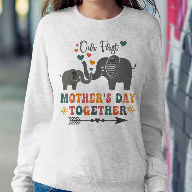 Mothers DayOur First Mothers Day Together Elephant Design Women Crewneck Graphic Sweatshirt Personalized Gifts