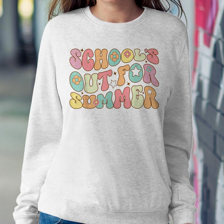 Retro Groovy Schools Out For Summer Graduation Teacher Kids Women Sweatshirt Unique Gifts