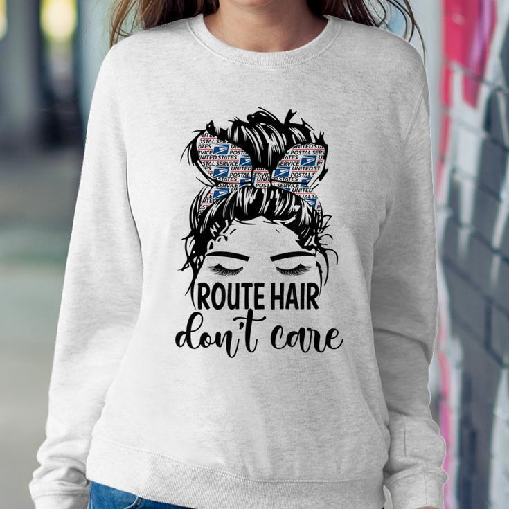 Route Hair Dont Care Mothers Day Mail Carrier Postal Worker Women Crewneck Graphic Sweatshirt Personalized Gifts