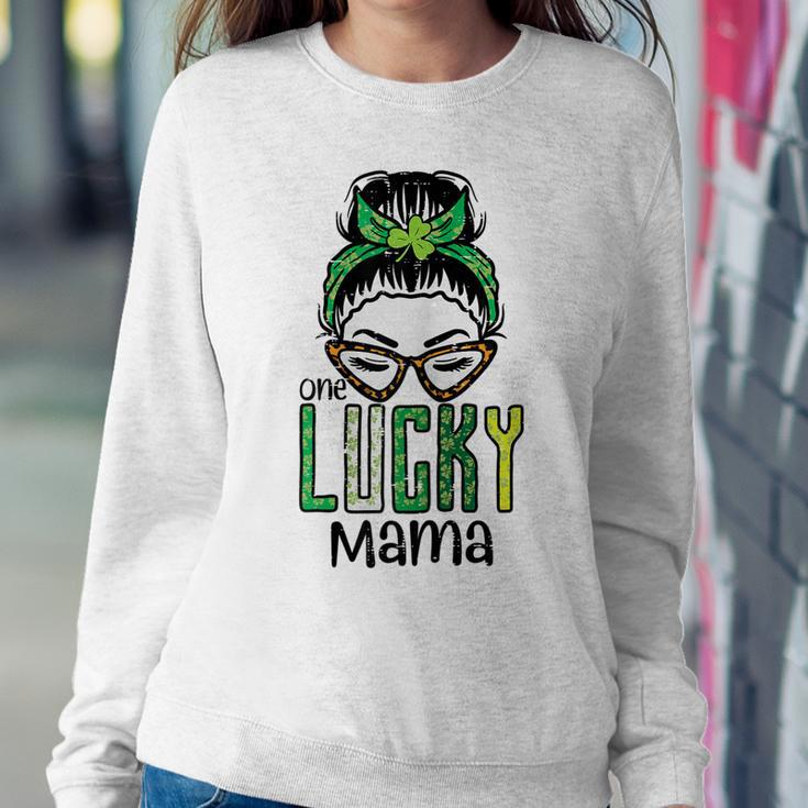 Womens St Patricks Day Messy Bun Lucky Mama Saint Paddys Mom Women Women Sweatshirt Unique Gifts