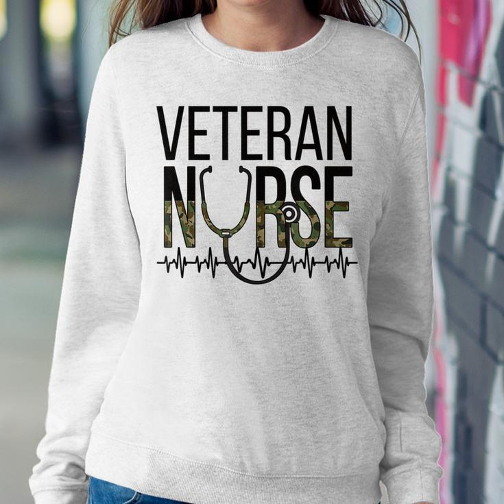 Veteran Nursing Heartbeat Veteran Nurse Women Crewneck Graphic Sweatshirt Funny Gifts