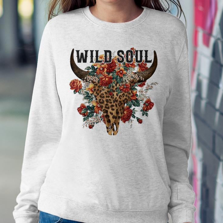 Wild Soul Leopard Cow Skull Bull Skull Flower Western Lover Women Sweatshirt Unique Gifts