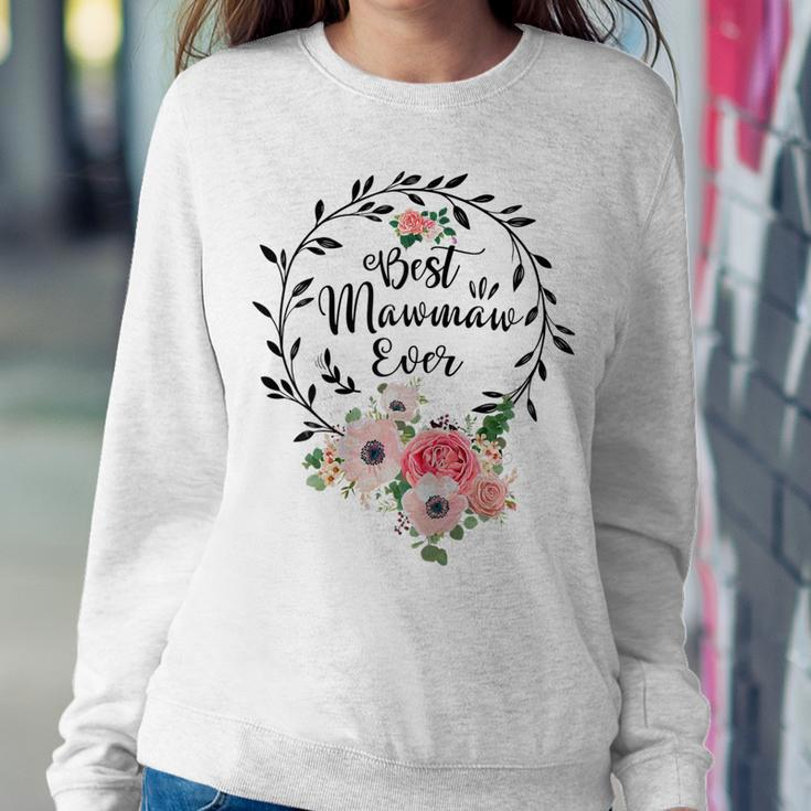 Womens Best Mawmaw Ever Floral Decoration Grandma Women Crewneck Graphic Sweatshirt Funny Gifts