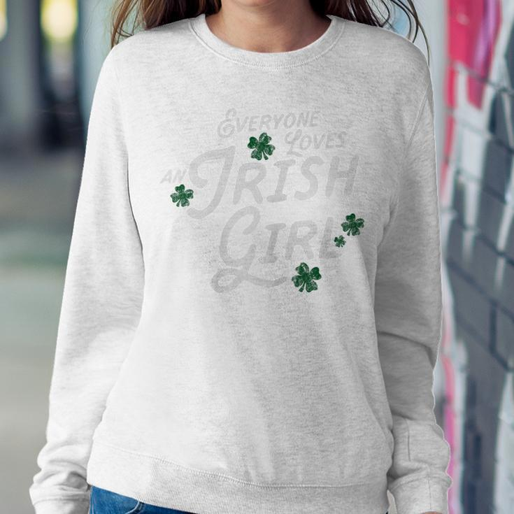 Womens Everyone Loves An Irish Girl Ladies St Patrick Women Crewneck Graphic Sweatshirt Funny Gifts