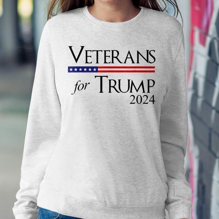 Womens Trump 2024 Veterans For Trump 2024 Women Crewneck Graphic Sweatshirt Funny Gifts