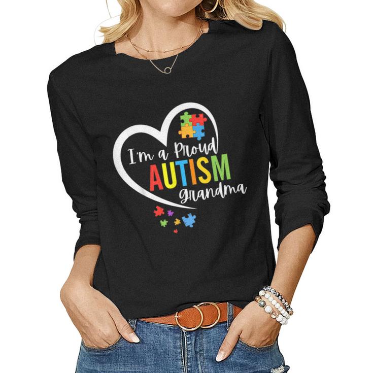 Im A Proud Grandma Love Heart Autism Awareness Puzzle Women Long Sleeve T-shirt
