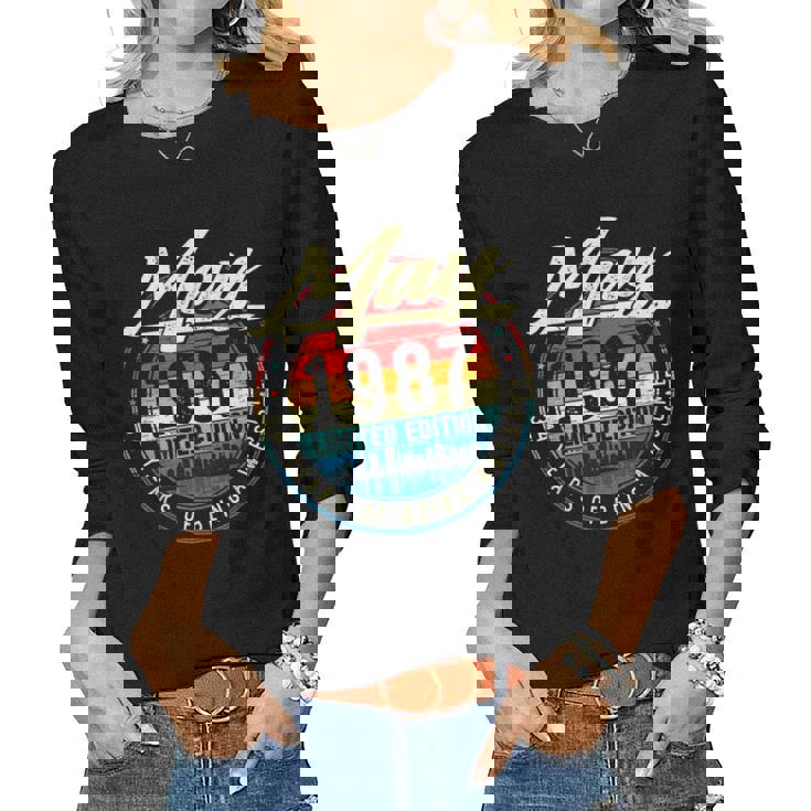 34Th Birthday Decorations May 1987 Men Women 34 Years Old Women Long Sleeve T-shirt