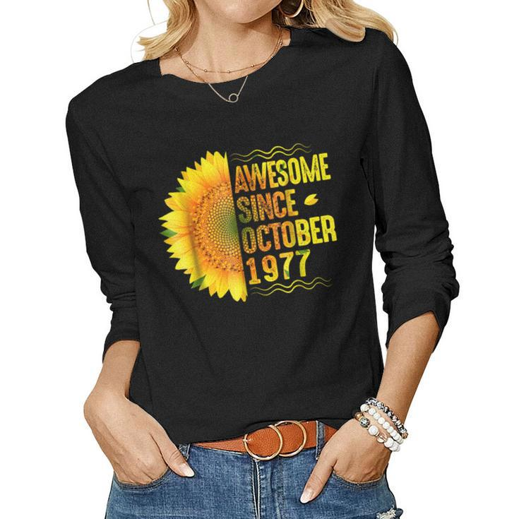 41St Birthday Sunflower Awesome Since October 1977 Tee Women Long Sleeve T-shirt